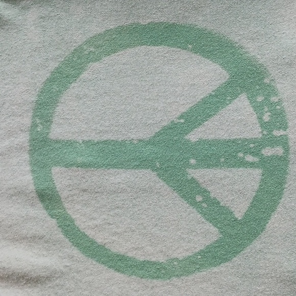 FINAL PRICE DROP Green CUSTOMIZED bleached-out effect hoodie with peace sign - Picture 6 of 12